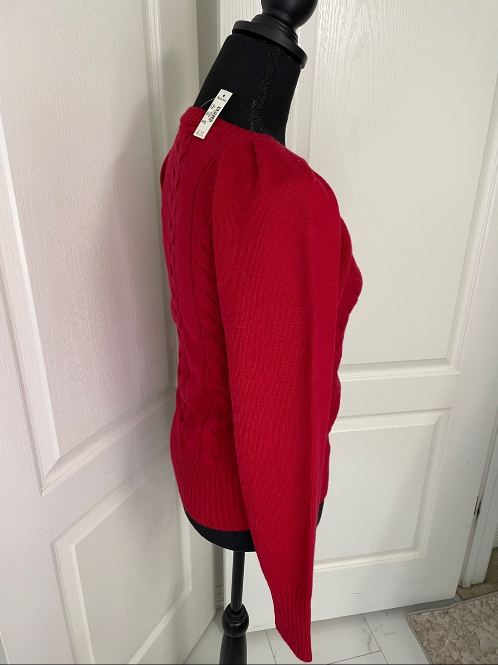 Madewell merino sweater V neck ruby color XS  $140 cable knit dark red NEW - Picture 8 of 12